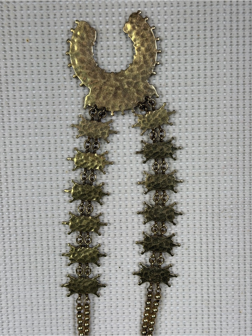 Faux Turquoise Statement Pendant Necklace - Squash Blossom Style - Picture 9 of 16